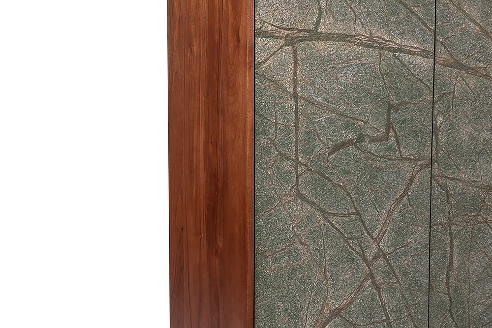 Buffet en bois massif MOUNTAIN SOUL Meuble 120 cm en véritable pierre naturelle d'acacia - 43794