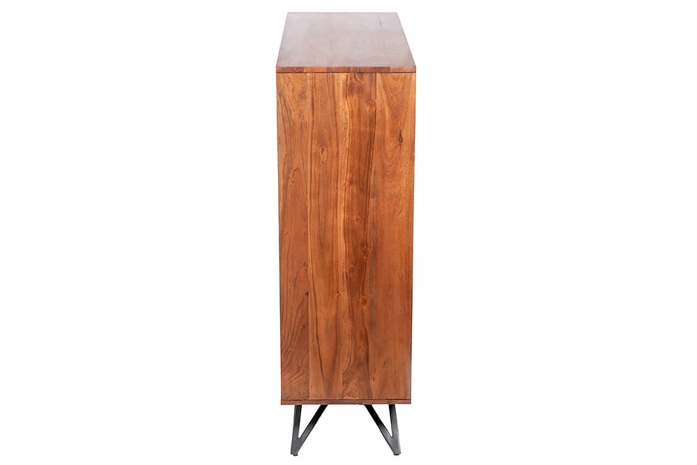 Buffet en bois massif MOUNTAIN SOUL Meuble 120 cm en véritable pierre naturelle d'acacia - 43794