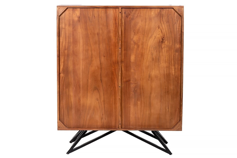 Buffet en bois massif MOUNTAIN SOUL Meuble 120 cm en véritable pierre naturelle d'acacia - 43794
