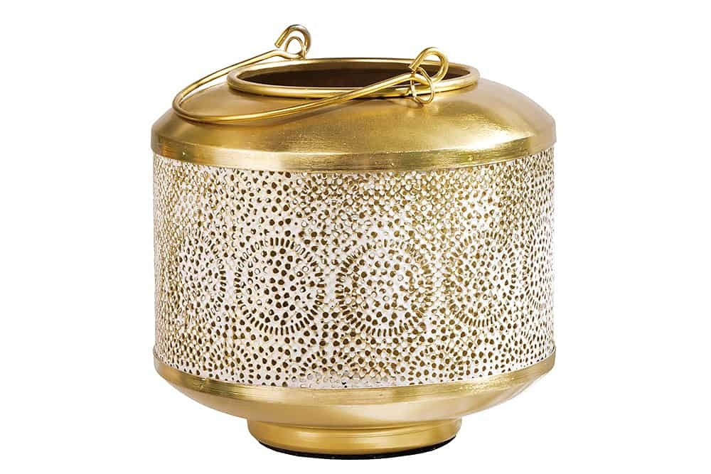 Lanterne décorative ORIENT 20cm en métal doré patiné lanterne artisanale - 43825