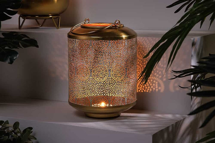 Lanterne décorative ORIENT 25cm en métal doré patiné lanterne artisanale - 43826