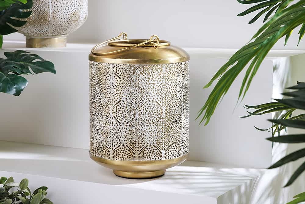 Lanterne décorative ORIENT 25cm en métal doré patiné lanterne artisanale - 43826