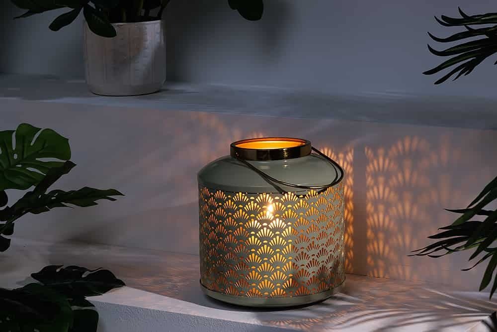 Lanterne décorative CANDLE LIGHT 20cm lanterne faite main en métal vert pastel - 43828