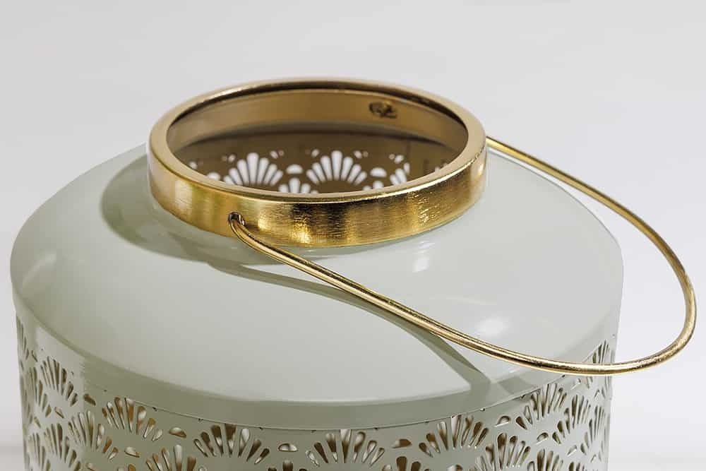 Lanterne décorative CANDLE LIGHT 20cm lanterne faite main en métal vert pastel - 43828
