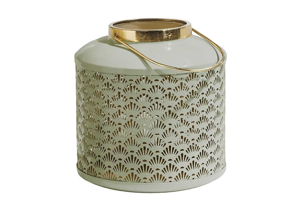 Lanterne décorative CANDLE LIGHT 20cm lanterne faite main en métal vert pastel - 43828