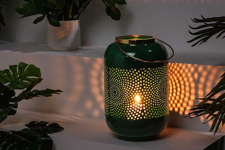 Lanterne décorative CANDLE LIGHT 30cm lanterne faite main en métal vert noble - 43829