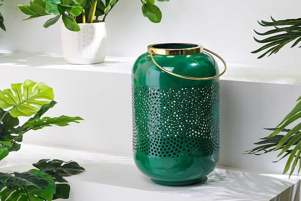 Lanterne décorative CANDLE LIGHT 30cm lanterne faite main en métal vert noble - 43829