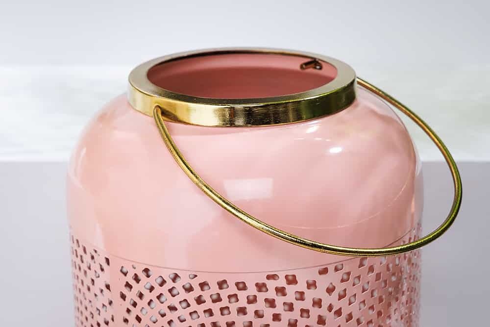 Lanterne décorative CANDLE LIGHT 30cm lanterne artisanale en métal rose pastel - 43830