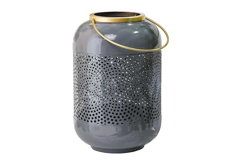 Lanterne décorative CANDLE LIGHT 30cm lanterne artisanale en métal gris - 43831