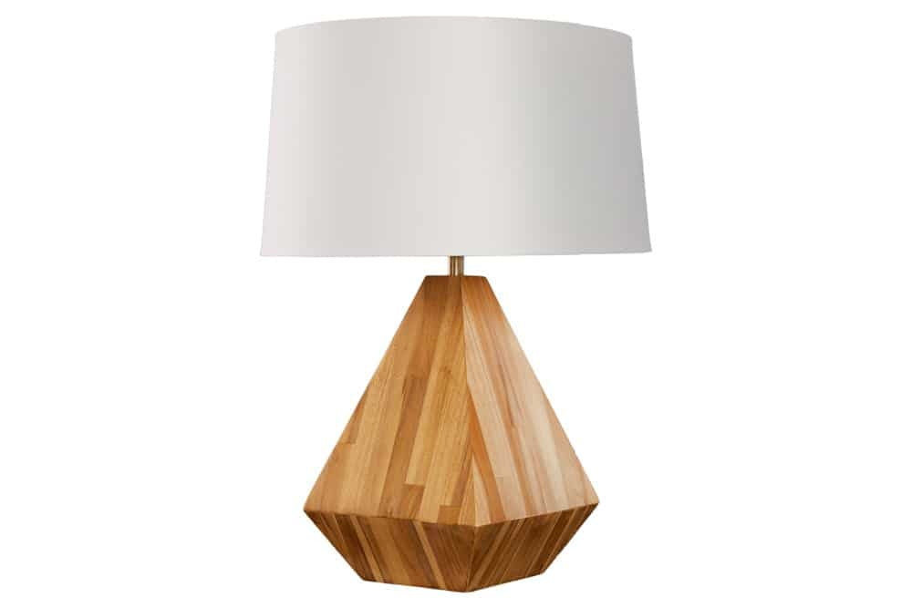 Lampe de table en bois massif DIAMOND 65cm teck blanc naturel moderne fait main - 43848