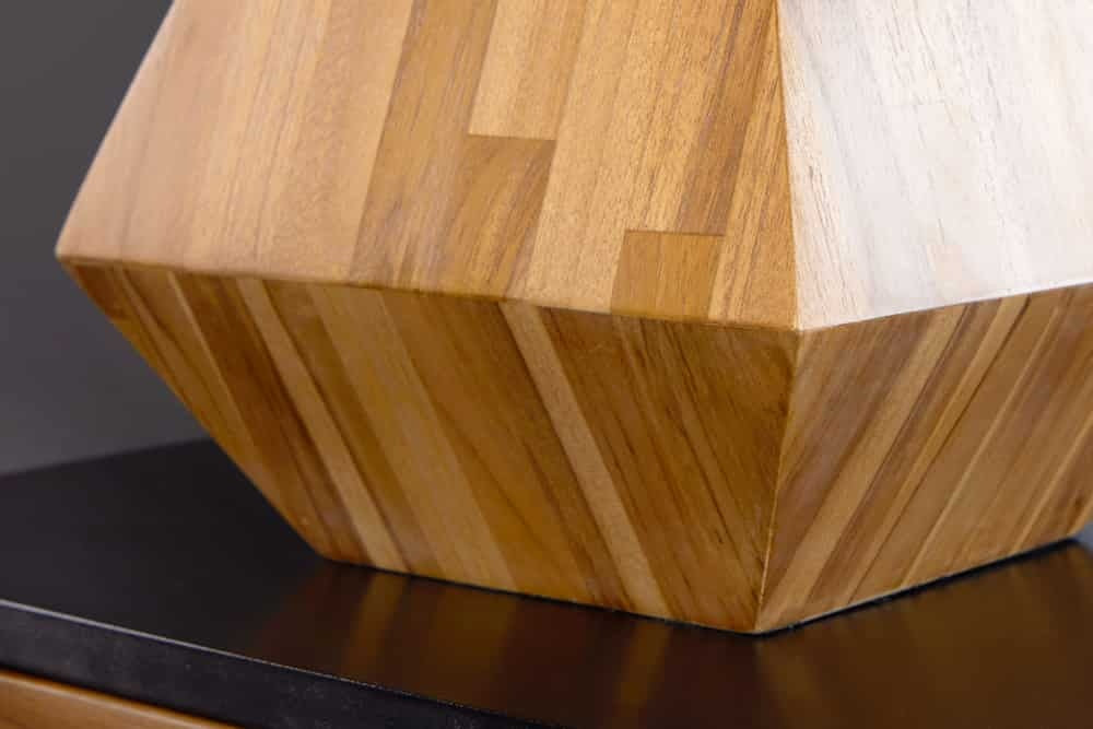 Lampe de table en bois massif DIAMOND 65cm teck blanc naturel moderne fait main - 43848