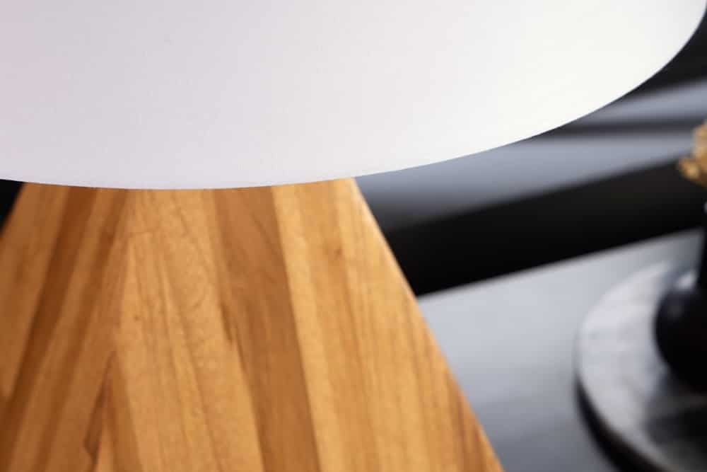 Lampe de table en bois massif DIAMOND 65cm teck blanc naturel moderne fait main - 43848