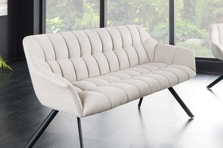 Canapé de salle à manger PAPILLON 165cm beige champagne avec dossier structure métal noir - 43880