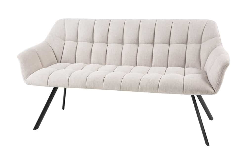 Canapé de salle à manger PAPILLON 165cm beige champagne avec dossier structure métal noir - 43880