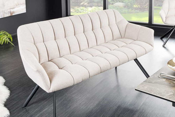 Canapé de salle à manger PAPILLON 165cm beige champagne avec dossier structure métal noir - 43880