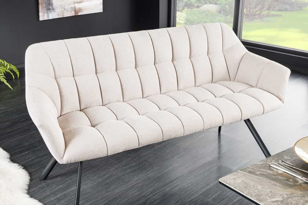 Canapé de salle à manger PAPILLON 165cm beige champagne avec dossier structure métal noir - 43880