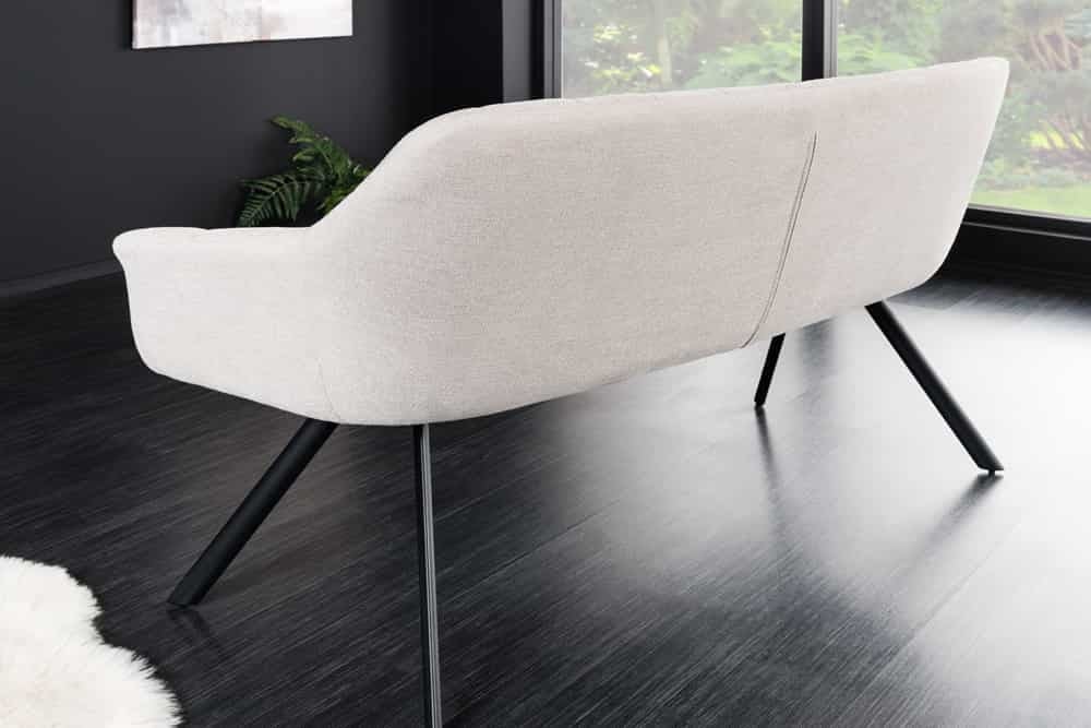 Canapé de salle à manger PAPILLON 165cm beige champagne avec dossier structure métal noir - 43880