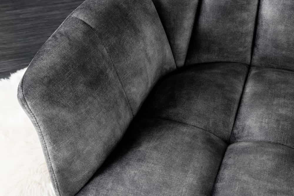 Canapé de salle à manger PAPILLON 165cm velours gris avec dossier structure métal noir - 43881