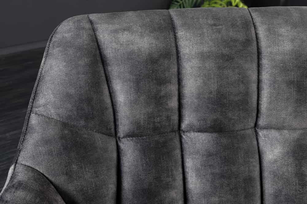 Canapé de salle à manger PAPILLON 165cm velours gris avec dossier structure métal noir - 43881