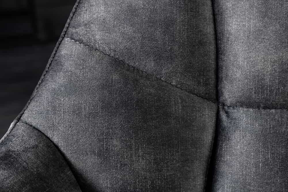 Canapé de salle à manger PAPILLON 165cm velours gris avec dossier structure métal noir - 43881