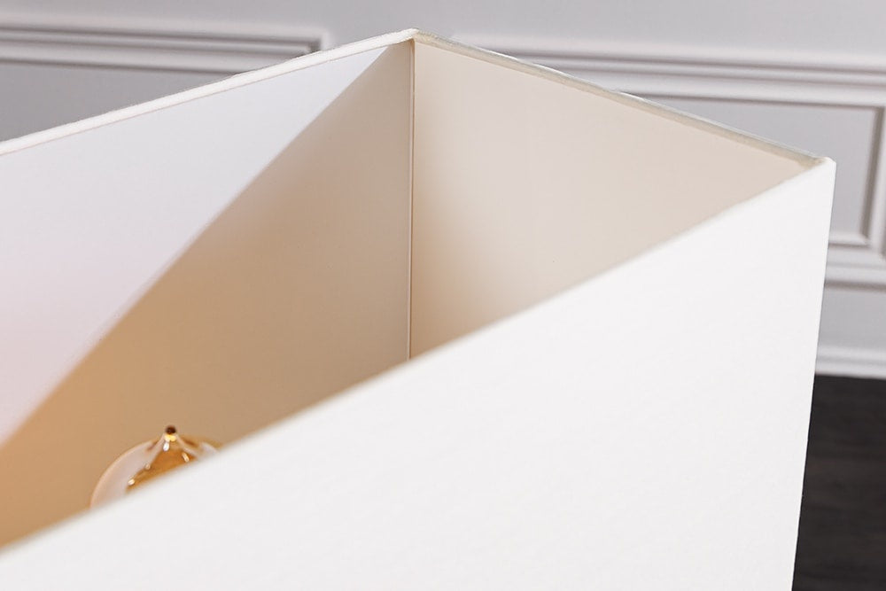 Lampe de table design REEF 50cm en bois d'acacia massif fait main abat-jour en coton blanc - 43929