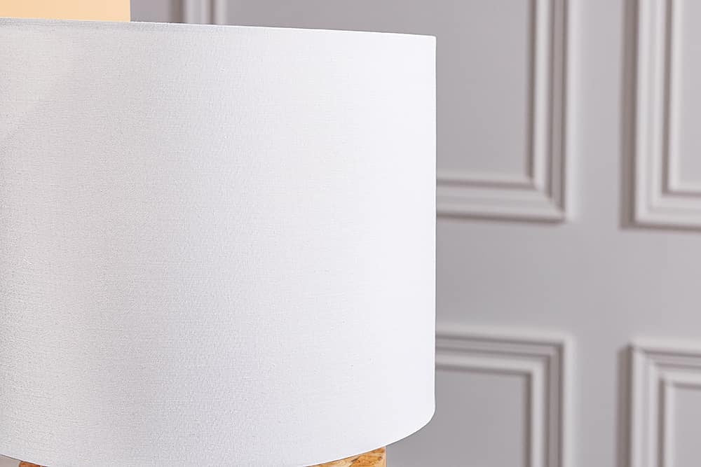 Lampe de table design PURE NATURE 45cm naturel fait main en bois massif coton abat-jour blanc - 43930