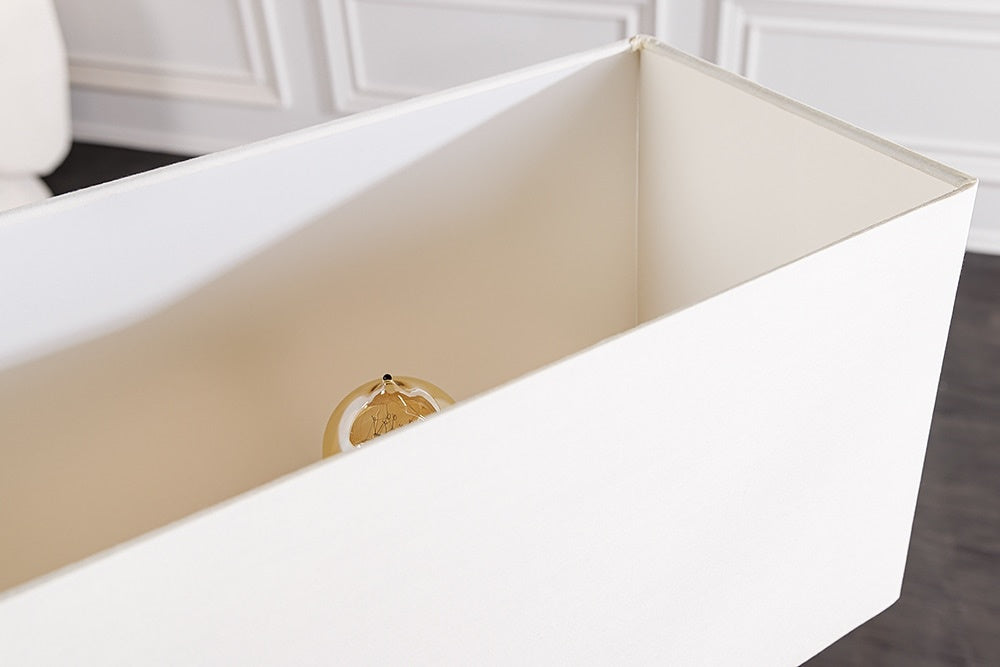 Lampe de table design WAVE 60cm en bois massif naturel fait main abat-jour en coton blanc - 43932