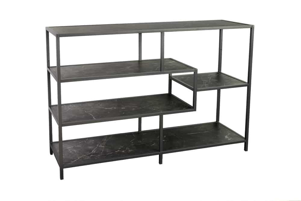 Bibliothèque moderne SLIM LINE 115cm marbre noir anthracite design métal - 44180