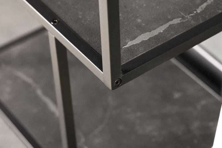 Bibliothèque moderne SLIM LINE 185cm étagère sur pied design en métal marbre noir anthracite - 44181