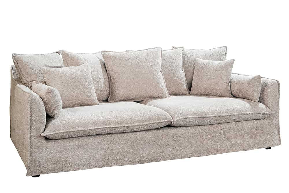 Grand canapé 3 places HEAVEN 200cm canapé Boucle beige champagne avec âme à ressorts - 44185