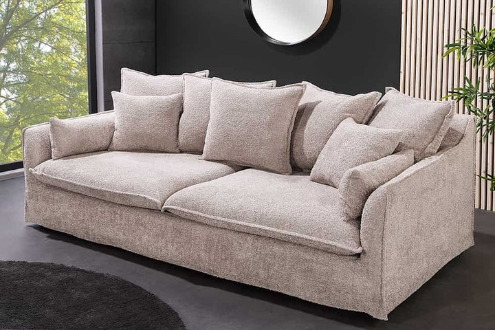 Grand canapé 3 places HEAVEN 200cm canapé Boucle beige champagne avec âme à ressorts - 44185