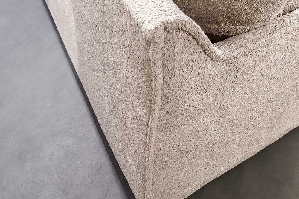 Grand canapé d'angle HEAVEN 255 cm beige champagne Canapé Boucle avec âme à ressorts - 44187