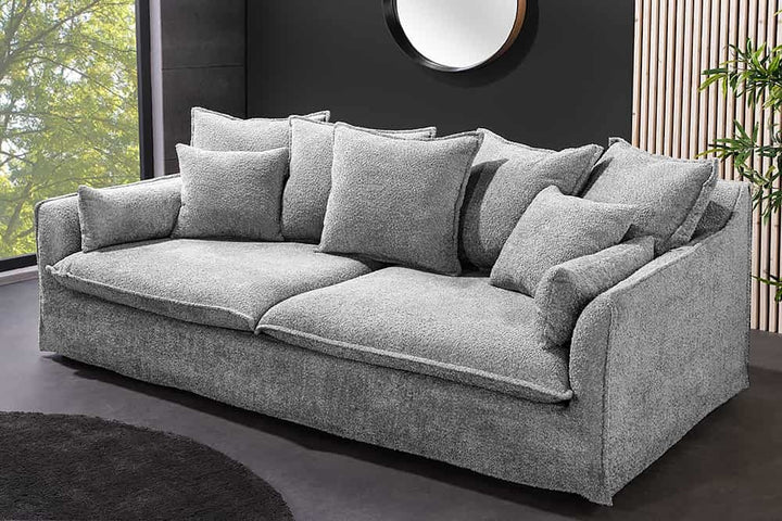 Grand canapé 3 places HEAVEN 200cm gris Canapé Boucle avec âme à ressorts - 44190