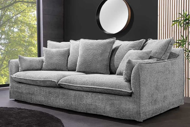 Grand canapé 3 places HEAVEN 200cm gris Canapé Boucle avec âme à ressorts - 44190