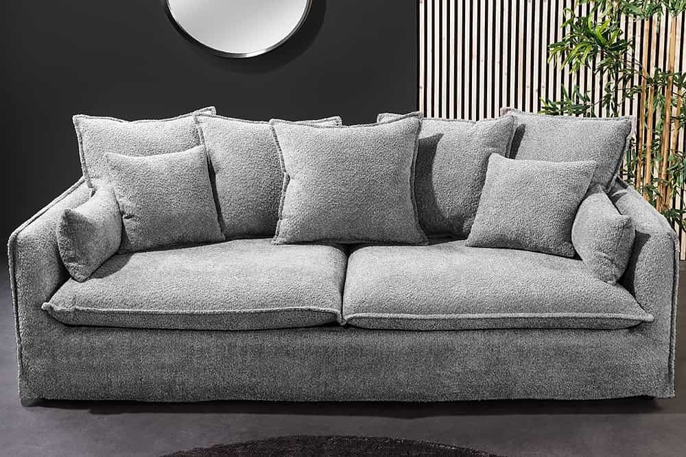 Grand canapé 3 places HEAVEN 200cm gris Canapé Boucle avec âme à ressorts - 44190