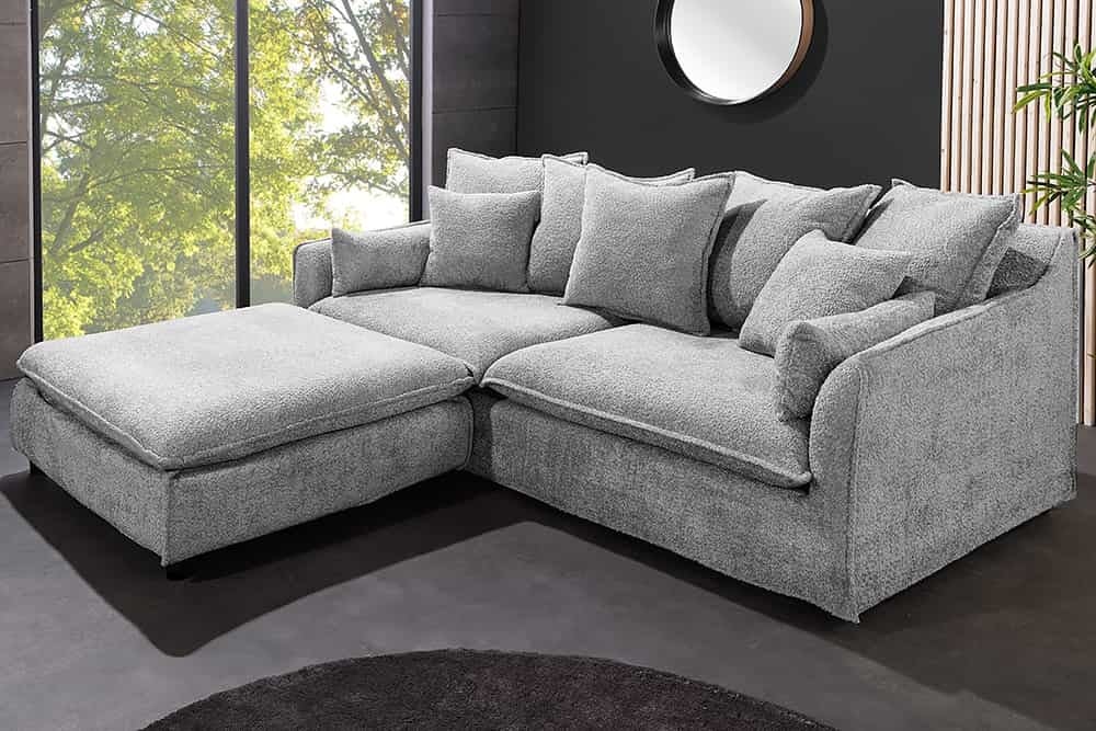 Grand canapé 3 places HEAVEN 200cm gris Canapé Boucle avec âme à ressorts - 44190
