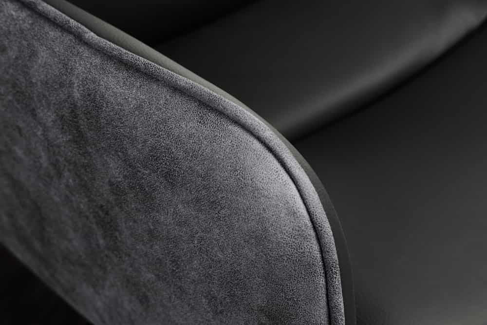 Chaise de bureau BIG GEORGE gris cuir véritable microfibre avec accoudoir pieds métal noir - 44219