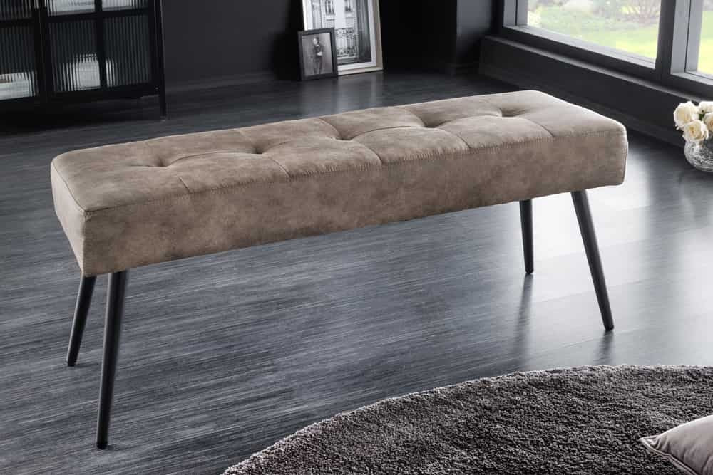 Canapé design BOUTIQUE 100cm microfibre taupe pieds métal noir rembourré - 44244