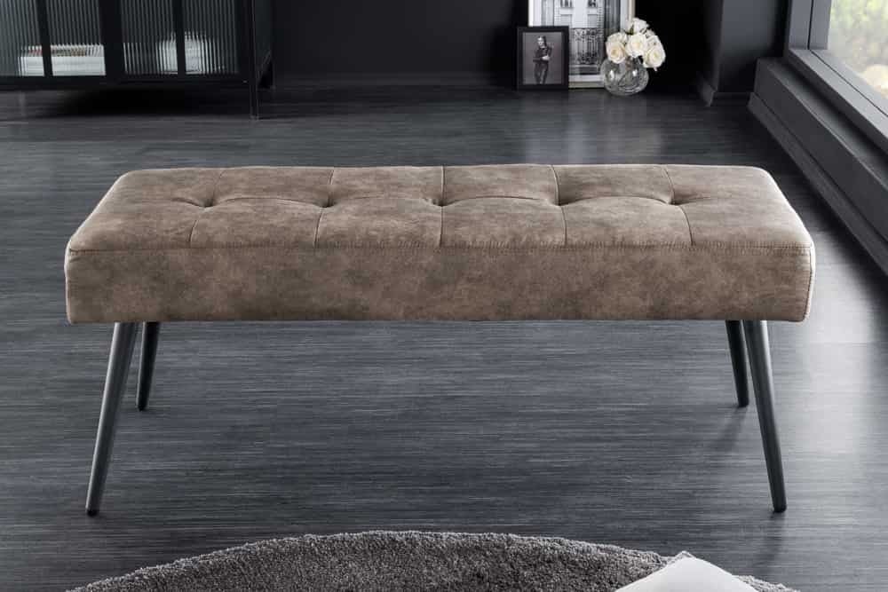 Canapé design BOUTIQUE 100cm microfibre taupe pieds métal noir rembourré - 44244
