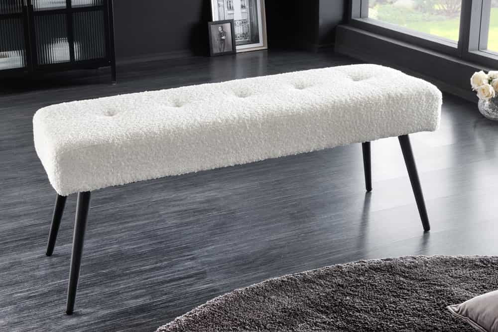 Canapé design BOUTIQUE 100cm blanc Boucle pieds métal noir rembourré - 44245