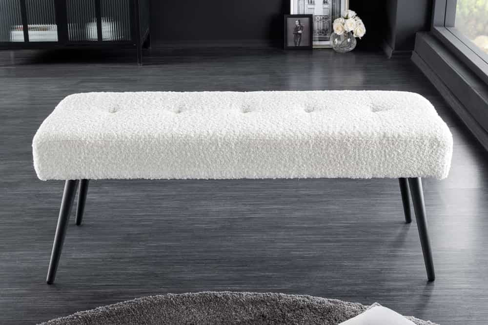 Canapé design BOUTIQUE 100cm blanc Boucle pieds métal noir rembourré - 44245