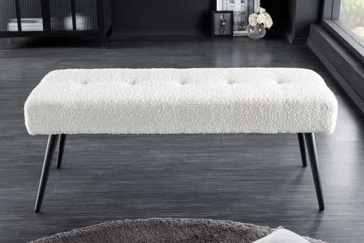 Canapé design BOUTIQUE 100cm blanc Boucle pieds métal noir rembourré - 44245