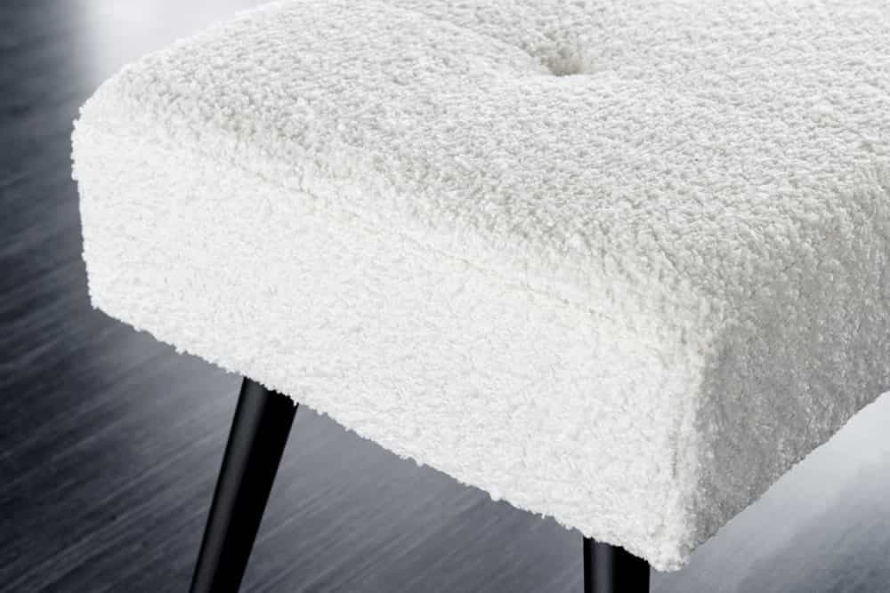 Canapé design BOUTIQUE 100cm blanc Boucle pieds métal noir rembourré - 44245