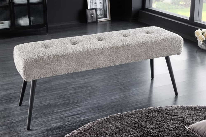 Canapé design BOUTIQUE 100cm gris champagne Boucle pieds métal noir rembourré - 44246