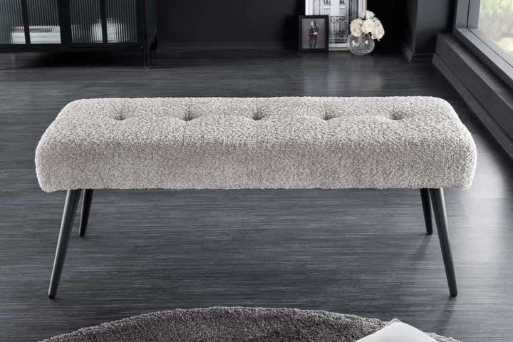 Canapé design BOUTIQUE 100cm gris champagne Boucle pieds métal noir rembourré - 44246