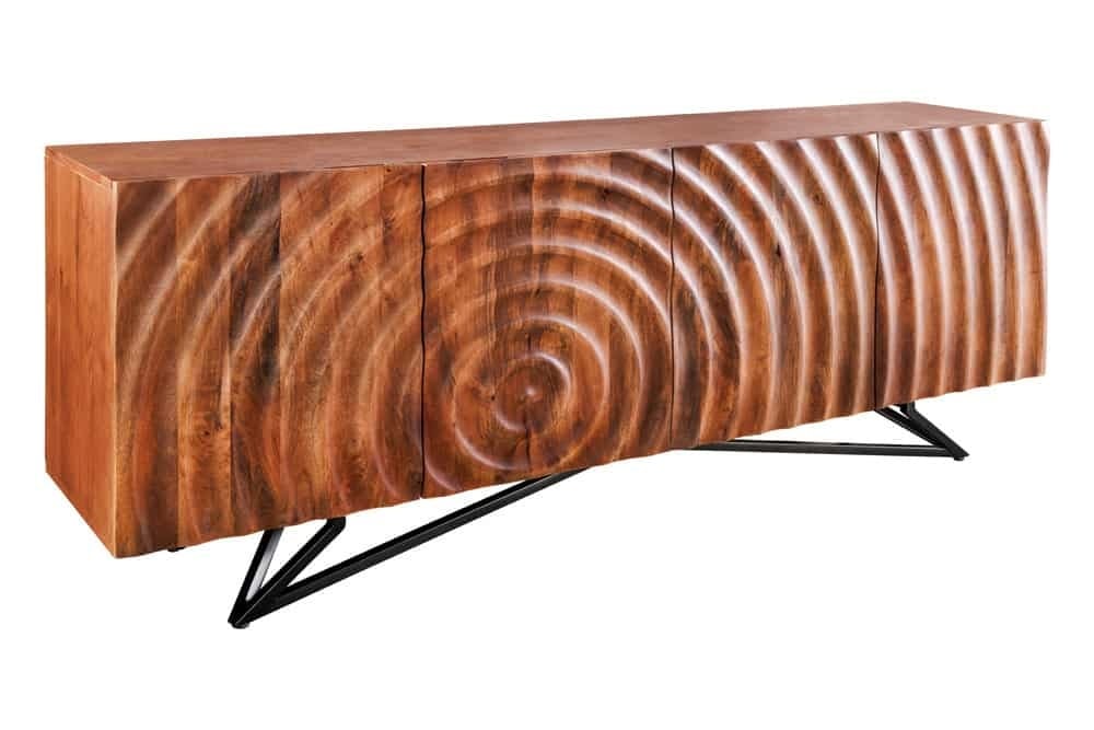 Buffet design ZEN 180cm marron structure métal bois de manguier noir fait main - 44318