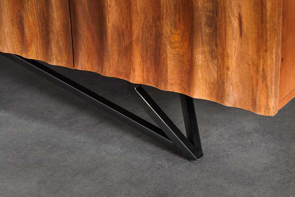 Buffet design ZEN 180cm marron structure métal bois de manguier noir fait main - 44318