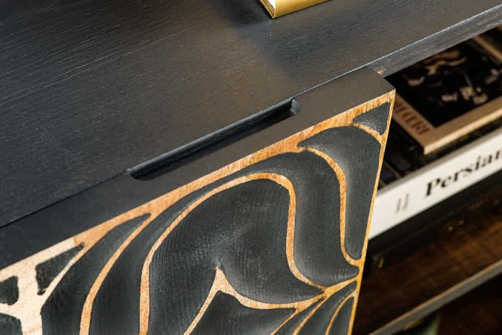 Buffet fait main PIAZZA SAN MARCO 180cm en bois de manguier massif gris doré design 3D - 44319