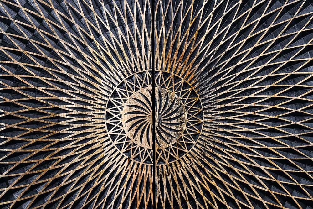Buffet design ILLUSION 180cm manguier noir bois massif fer doré structure métal - 44320