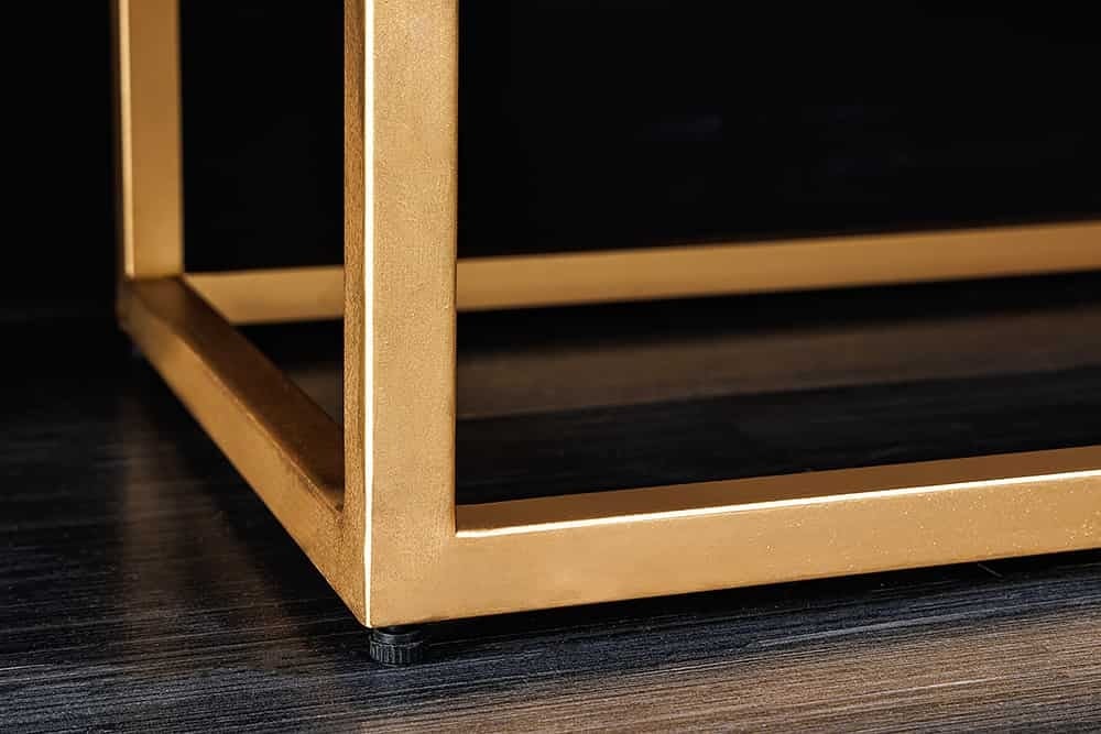 Buffet design ILLUSION 120cm manguier noir bois massif fer doré structure métal - 44321